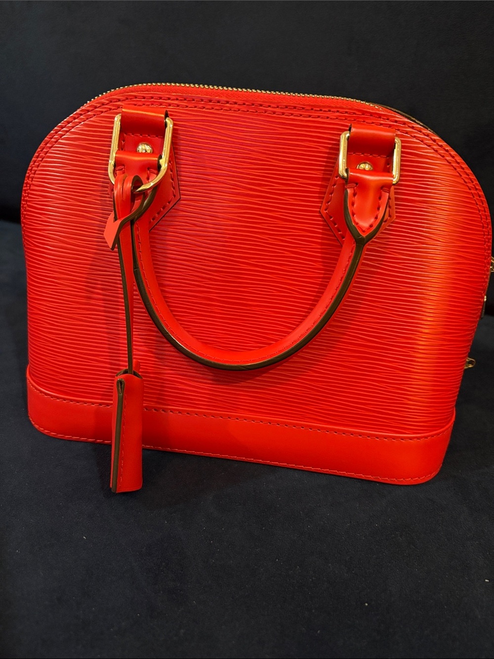 Louis Vuitton Red Epi Alma BB Satchel LV strap..Dustbag and COA (New)